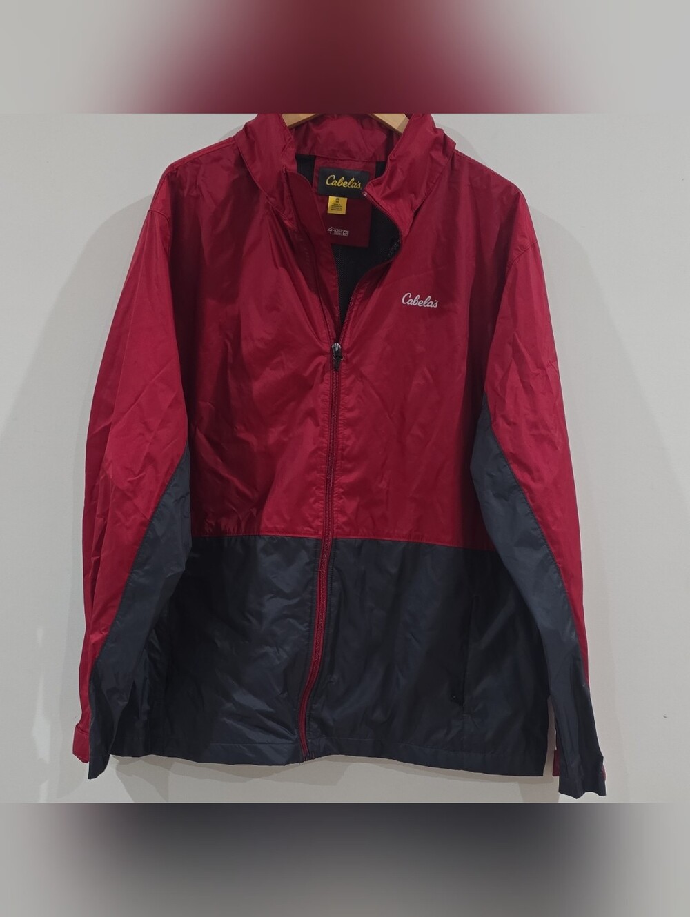 Cabela's Rain Swept 4MOST REPEL Red Gray Full Zip Windbreaker Jacket XL